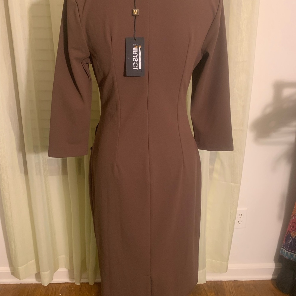 Chic  Brown Dress with ruffle - Picture 6 of 11